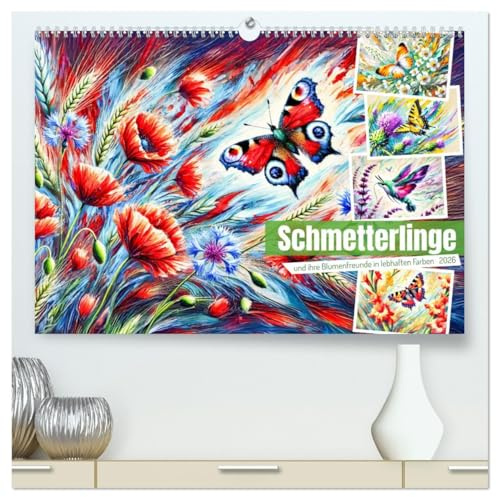 Schmetterlinge und ihre Blumenfreunde in lebhaften Farben (hochwertiger Premium Wandkalender 2026 DIN A2 quer), Kunstdruck in Hochglanz: Kunstvolle ... Schmetterlingen und Blumen (CALVENDO Tiere)