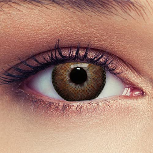 2 Braune KontaktlinsenDimension Hazel Haselnuss- braune farbige Kontaktlinsen Drei Monatslinsen + Gratis Behälter mit Stärke -1,50