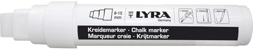 LYRA Chalk Marker Kreidemarker Extra Groß weiß 1 STK. | XXL Tintenmarker, rund, 8-15mm, Keilspitze