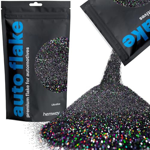 Hemway Premium Automotive Glitter Flake Paint Additive - Black Holographic | Ultrafine Metal Flakes for Car, Truck, RV, Motorbike & Boat Decoration | Mix with Auto Paint | 100 g