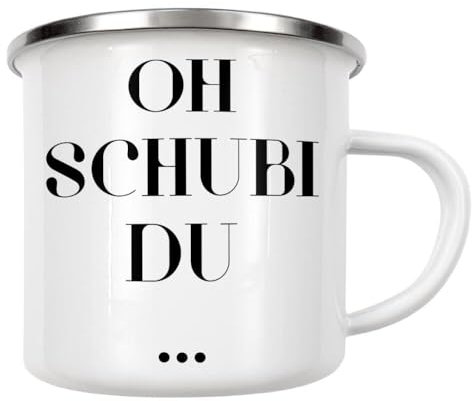 artboxONE Emaille Tasse Oh schubi du von OHKIMIKO - Emaille Becher Typografie