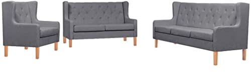 vidaXL Sofa Set 3-TLG. Sofagarnitur Polstersofa Sessel Loungesofa Polstermöbel Stoffsofa Sitzmöbel Wohnzimmersofa Designsofa Couch Stoff Grau