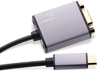 Cablesson USB Type C male to VGA female adapter with aluminum shells 0.23M 1080P@60Hz for Macbook Pro, Macbook, Google Chromebook Pixel, Dell XPS 13/15, Lenovo Yoga 900 - Black