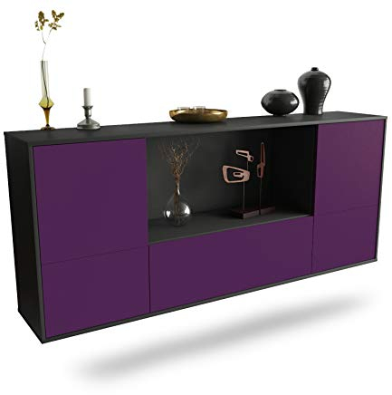 Dekati Sideboard Sunnyvale hängend (180x77x35cm) Korpus anthrazit matt - Front Lila - Push to Open