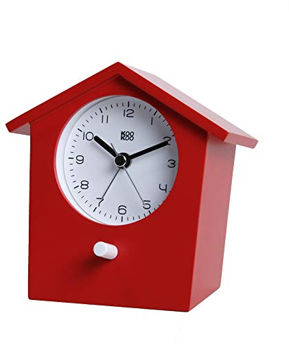 KOOKOO EarlyBird Rot, Wecker mit Vogelmelodie (Originalaufnahme) oder Dreiklangton