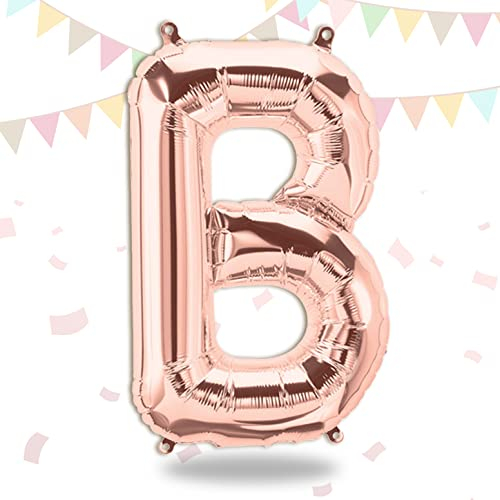 FUNXGO Folienballon Buchstaben Rosegold B - Buchstaben Luftballon Klein B - ca. 40cm Nur Luftfüllung - Ideal für Geburtstag, Hochzeit & Party Deko - Ballon Buchstabe B Rosegold