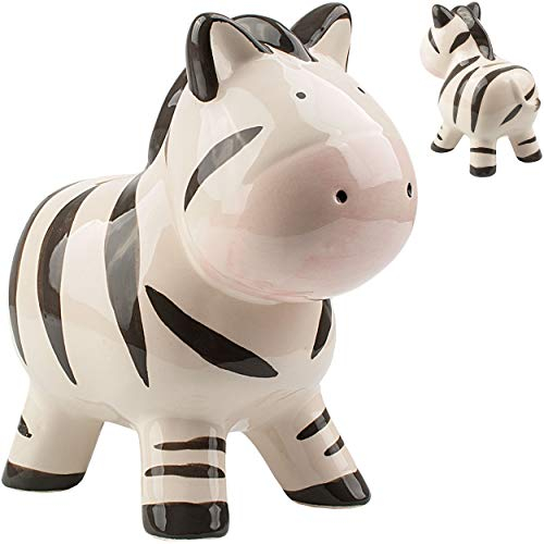 alles-meine.de GmbH große XL Spardose Verschiedene Motive frei wählbar süßes Zebra - stabile Sparbüchse - aus Porzellan/Keramik - mit Verschluss - 18 cm - Sparschwein - für..