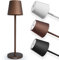 charlique® Dinner Light - Lámpara mesa LED con batería extrafuerte y recargable, color marrón, intensidad regulable, luz cálida, portatil para interior y exterior, con enchufe USB