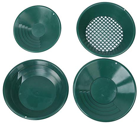 batea para buscar oro + Kit de paneo de oro de 4 juegos, Trampa de gravedad de minería verde Kit de Bandeja de Lavado Dorado Detector de minas