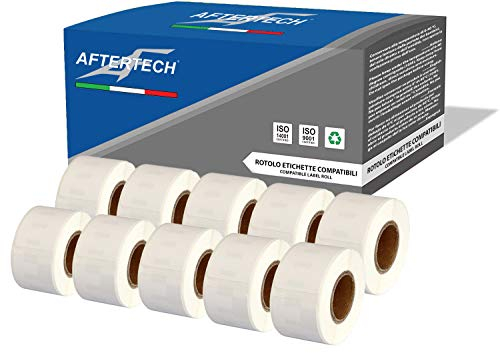 Aftertech 10x 99010 28x89mm Rollen kompatible Klebeetiketten (130 Etiketten/Rolle = 1300 insgesamt) für Dymo LabelWriter Seiko SLP Etikettendrucker S0722370 10x99010