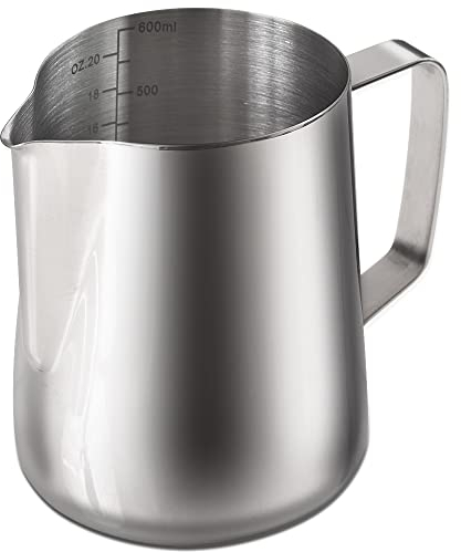 homEdge Brocca per caffè espresso a vapore, 600 ml, in acciaio inox, con scala di misurazione