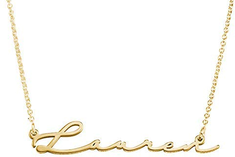 MyNameNecklace MYKA Personalisierte Namenskette im Signaturstil aus Sterling Silber 925 / Vergoldet - Anpassbar Geschenk für Damen - Mutter - Freundin (750er vergoldetes 925er Silber)