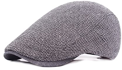 Schiebermütze, Herren Baskenmütze, Einstellbar Schiebermütze Flatcap, Unisex Beret Schirmmütze, Größe 55-60cm, Für Freizeit- und Outdoor-Aktivitäten (Grau)