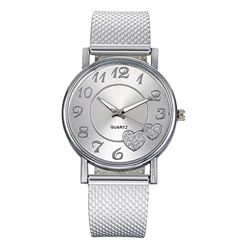 Uhr Damen Armbanduhr mit Mesh Gürtel Herz Diamant Luxus Retro Damenuhren Marken Quarzuhr Watch Geschenk für Frauen Damen Frau Mama Teenager Mädchen Beste Freundin Oma Weihnachten