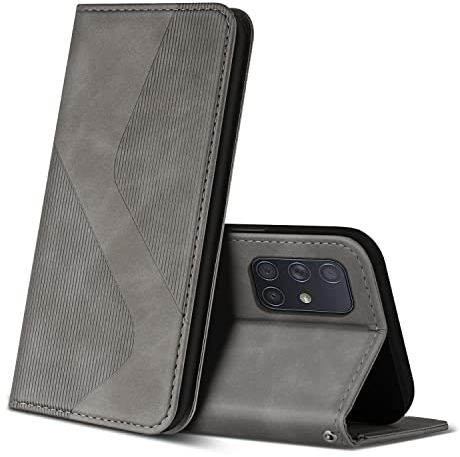 ZONNAVI Funda para Samsung Galaxy A71, Funda Libro de Cuero con Ranura para Tarjeta y Magnético, Wallet Flip Caso Cubierta Case Carcasa para Samsung Galaxy A71 (Gris)