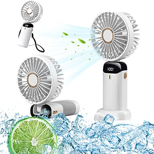 Venforze Ventilatore portatile, mini ventilatore ricaricabile USB con 5 velocità, ventilatore pieghevole con alimentazione elettrica a batteria, (bianco)