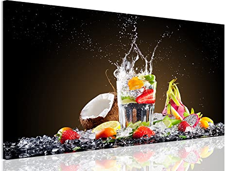 DECLINA - Cuadro de frutas para cocina - Decoración de pared moderna - Impresión sobre lienzo de alta definición - Marco decorativo - 70 x 40 cm