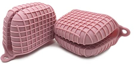 Mini Oven Gloves Thicken Silicone Pot Holder Mini Oven Mitt Heat Resistant Pinch Covers for Baking, Cooking, Bbq Grilling (Pink)