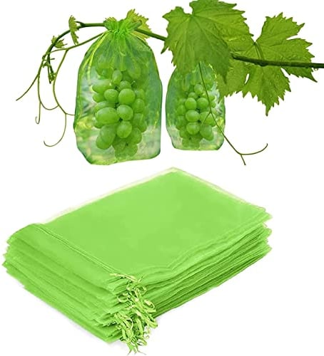 Traubenschutzbeutel,50 Stücke Weintrauben Schutzbeutel 20x 30cm,Obst Schutzbeutel,Weintrauben Schutzbeutel mit Zugband,Garten Netzbeutel Schutz vor Kirschessigfliege Wespen and Vögeln