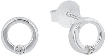 Amor Ohrstecker 925 Sterling Silber Damen Ohrschmuck, mit Zirkonia synth., 0,8 cm, Silber, Kommt in Schmuck Geschenk Box,