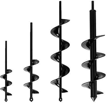 VASGOR Set of 4 (1.6x9, 2.4x12, 3.2x16, 4x16) Auger Drill Bit for Planting - Easy Planter Garden Auger - Bulb & Bedding Plant Augers - Posthole Digger for 3/8” Hex Drive Drill