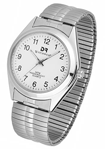 FIREFOX ZB01-01 Herren- Armbanduhr weiches Edelstahl Zugarmband Uhr Zifferblatt weiß 3 ATM wasserdicht Mineralglas PC21 analog Quarz