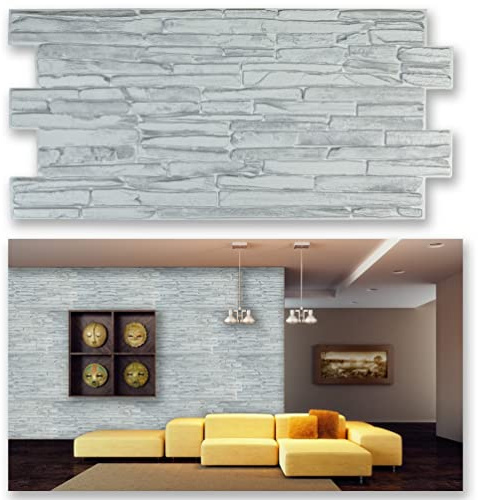 Grace Baltic - 3D-Wandpaneele für Innenwanddekoration, nicht klebend, dünn und elastisch, PVC-Kunst (14, Quartzite)
