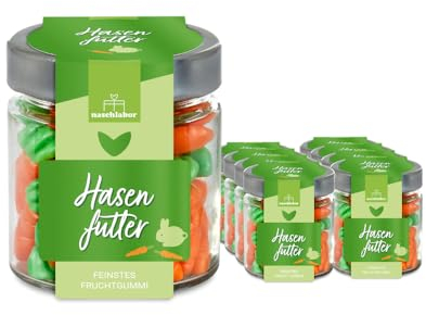 8 Stück Hasenfutter Fruchtgummis im Glas | Ostergeschenk für Kinder und Erwachsene | Karotten Süßigkeiten für das Osternest | Großpackung | Perfekt für die Ostersuche