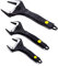 Sharp-tec Adjustable Spanner Set, Wide Jaw Opening Adjustable Wrench, Heavy-Duty Plumbing Tools for Plumbers, 6''+8''+12'', Black, chrome