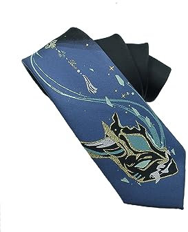 Seaehey Xiao Krawatte Morax Krawatte Scaramouche Krawatte Gensin Kostüm Wanderer Tie Bedruckte Seidenkrawatte Necktie Multicoloured Zubehör Anime Cosplay Kostüm