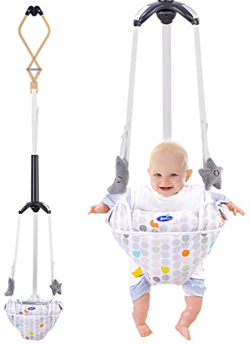 AiBeeYou Baby Doorway Jumper, Baby Jumper for Indoor/Outdoor Play, Doorway Jumper for Baby with Adjustable Strap, Easy to Assemble & Store(Ideal Gift for 6-24 Months)