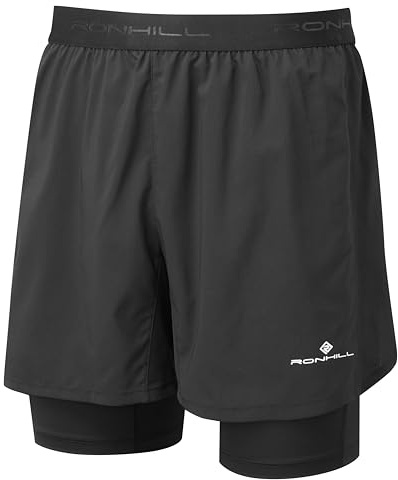 Ronhill Running, Men's Tech 5 Twin Short, All Black, M
