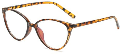 LJCZKA Vintage Brille Ohne Stärke Damen Katzenauge, Blaulichtfilter Brille Damen Katzenaugen Anti Müdigkeit, für PC, TV und Handy