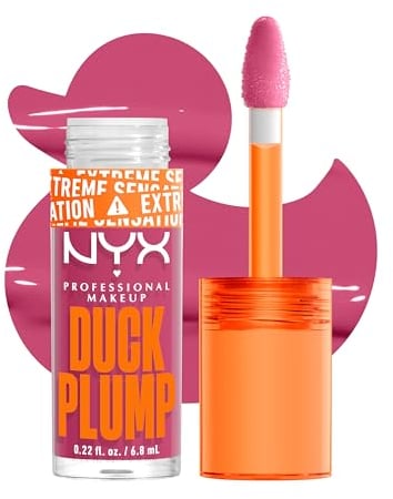 NYX Professional Makeup Lipgloss mit Schmollmund-Effekt, Glossy Finish & intensive Farbe, Extremes Volumen & Fülle dank Ingweröl, Vegane Formel, Duck Plump Lip Lacquer, Pick me Pin