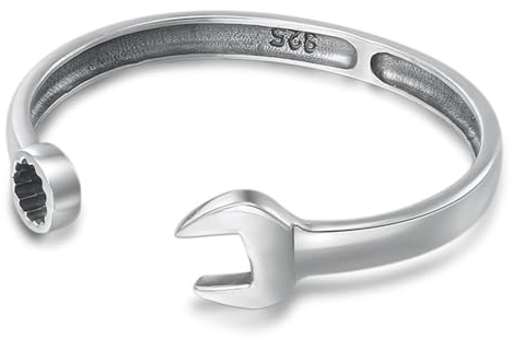 hixswnu Frauen Armband, 925 Sterling Silber Kette Armreif Vintage Kreative Schraubenschlüssel Schraube Manschette Armreif Einstellbare Open Hip Hop Gothic Amulett Armband