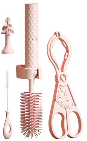 Brosse électrique pour biberon, Fouet Bota de Nettoyage à 360°, Nettoyeur Automatique de biberon avec Brosse à tétine, Ensemble de Brosse électrique en Silicone, kit de Nettoyage de Bouteille d'eau,