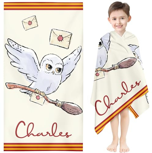 Qiqumax Personalisiert Strandtuch Mit Namen, Eule Personalisiert Handtuch Mit Namen Badetuch Mikrofaser Strandtuch Groß 90x180cm Badetuch Handtuch Für Kinder Erwachsener (1,70 x 140 cm)