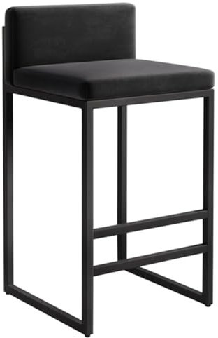 Taburetes de bar negros, taburetes de altura para mostrador con respaldo, taburete de isla de cocina con reposapiés, taburetes de bar tapizados modernos de terciopelo, sillas de bar de granja con