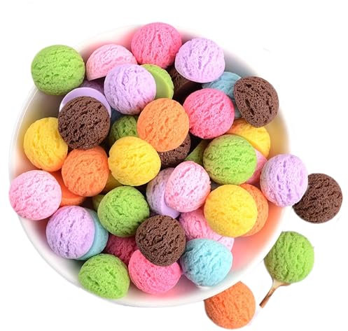 QIUMING 24 Stück künstliche Eiskugeln Modelle Realistisches Fake-Food-Dessert-Modell Desserts zum Ausstellen Eiskugeln-Modell Für mini Zuhause Geschäfte Dekoration Display-Requisiten (EIS)