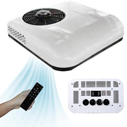 Climatiseur 12V/24 V Pour Caravane| Ventilateur Toit||-Climatiseur Toit Pour Mini-Fourgonnettes,Fourgonnettes,Camping-Cars,Camions,VéHicules Agricoles,Pelles-2200w Refroidissement ,White12V