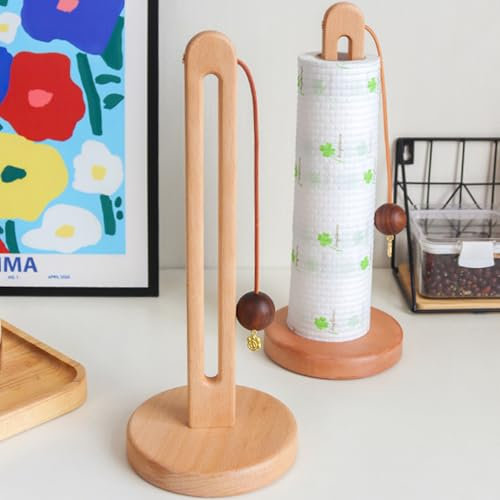 Porte-Rouleau d'essuie-Tout Debout en Bois pour Rouleaux de Papier essuie-Tout Standard et de Taille - Support en Bois Debout pour Cuisine et Table à Manger, décoration de la Maison, Plan de Travail