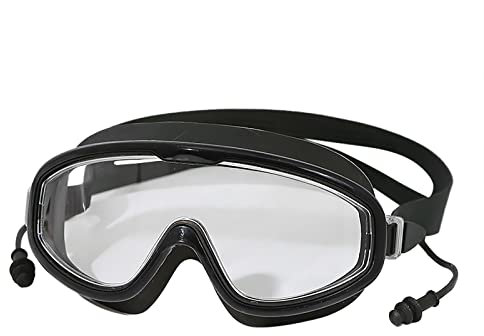 Lunettes de natation à grand cadre, imperméables, anti-buée, accessoires de natation, lunettes, équipées, hommes femmes, adultes modèles de toboggans aquatiques gonflables pour adultes, Noir , taille