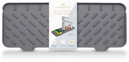 Silk Route Home Grey Silicone Sink Faucet Draining Mat/Tray Splash Guard for Kitchen & Bathroom from 36cm