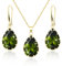 Linawe Peridot Grün Ohrringe Set Halskette Schmucksets für Damen, Goldkette Anhänger Kette Gold, Kettenanhänger Damenohrringe Schmuck Set Jewelry, Goldschmuck Goldene Kette Set