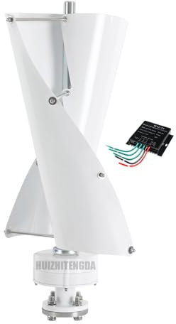 HUIZHITENGDA Hohe Effizienz Spiral Wind Generator, 12V 24V 48V 4000W Haushalt Windkraftanlage Generator 2 Blatt Für Wind Und Solar Stromerzeugung (Weiß),12v
