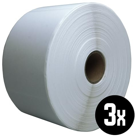 DULA Zebra-kompatible Etiketten 57 x 76 mm, 930 Etiketten pro Rolle, Kern 25 mm, Weiß, Permanent, 3 rolle