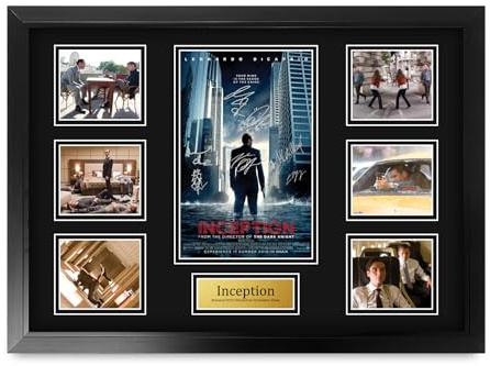 HWC Trading Inception Leo DiCaprio Geschenke Geduckter Poster Signiertes Autogramm Foto für Fans von Film Memorabilien - A2 Gerahmt (ID-006496)