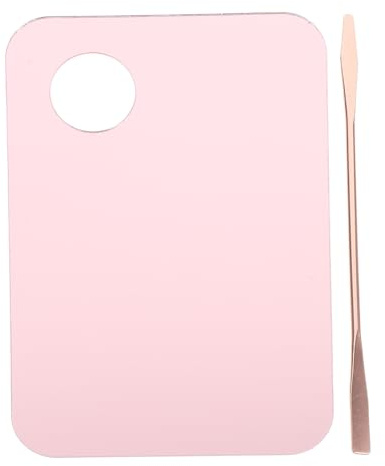 SAFIGLE Cosmetic Mixing Palette Set with Pink Acrylic Makeup Spatula for Foundation Blending and Nail Art, Korean Style Makeup Tool for Salon and Personal Use