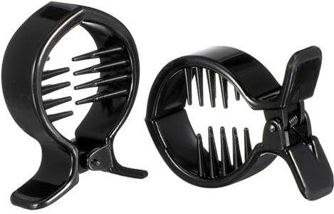 HONITANO 2Pcs Round Toothed Hair Clip Strong Tension Ponytail Holders for Updos Stylish Black Hair Claw for Thick Hair Durable Design for Everyday Use
