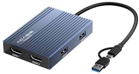 ACASIS DisplayLink Adattatore USB C a Doppio HDMI 4K@60Hz con Ricarica 100W PD, Docking Station per Mac M1/M2/M3/M4/MacBook Neo, Hub con 3x USB-A, per Mac/Windows (DS0602)
